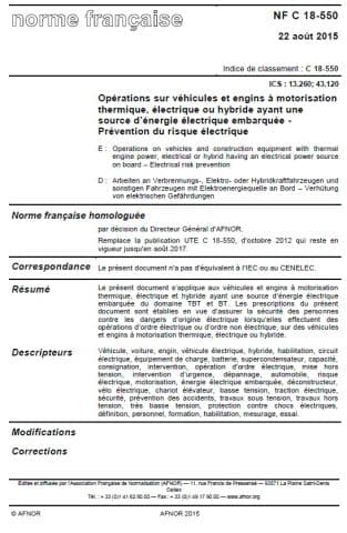 Habilitation électrique des Véhicules Electriques et Hybrides